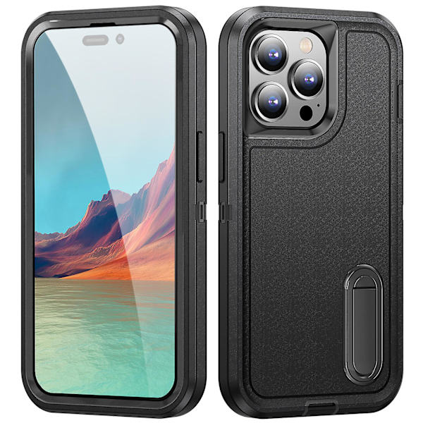 Deksel Kompatibelt Med Iphone 15 Pro Max, Kraftig Militær Anti-fall Beskyttelsesdeksel Med Usynlig Støtte Black For iPhone 15 Pro Max