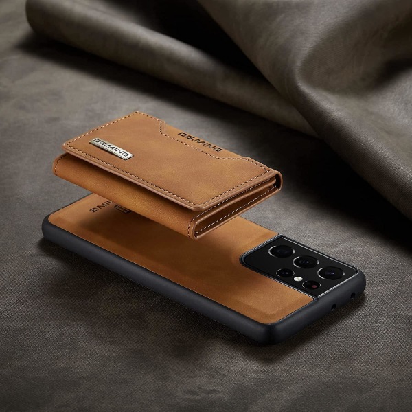 Magnetisk Avtakbart Lommebokdeksel i Lær Kompatibelt med Samsung Galaxy S23 Ultra, Med Kortholder Khaki For Galaxy S23 Ultra
