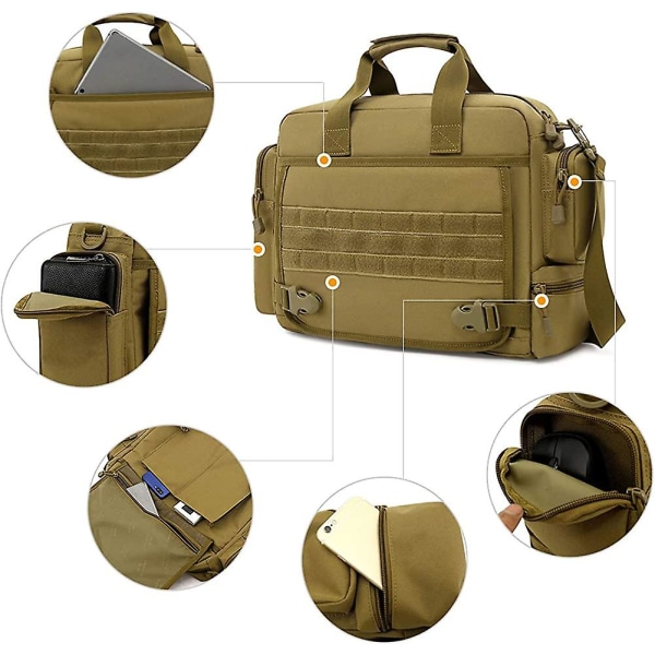 14 Laptopväskor - Taktisk portfölj för män utomhus Molle Shoulder Messenger Bag Acsergery Present
