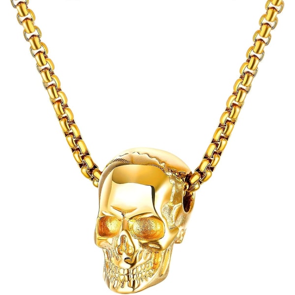 Gentleman halsband hänge punk skelett rostfritt stål smycken kedja längd