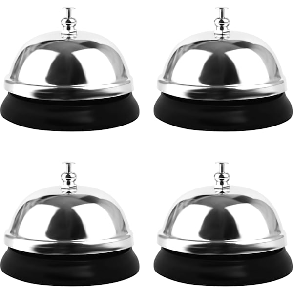 Belle Vous Chrome Serviceklocka (4-pack) - 6 cm diameter - Metall Silver Bell för hotellreception, concierge-service