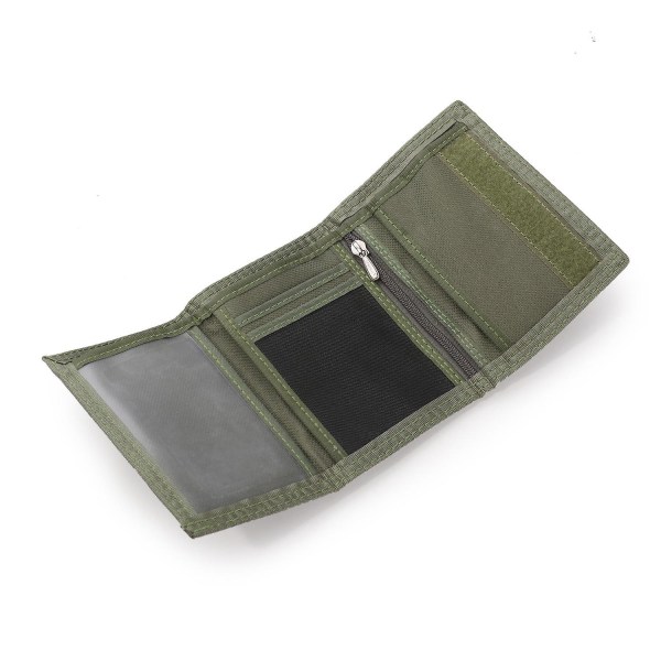 Student Tri-fold Lommebok Ensfarget Søm Nylon Lommebok Myntveske Kort Holder Green