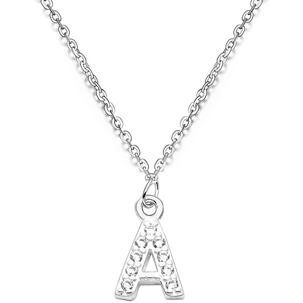 S925 Silver A-z 26 Initial Crystal Pendant Chain Choker Halsband för kvinnor Dam