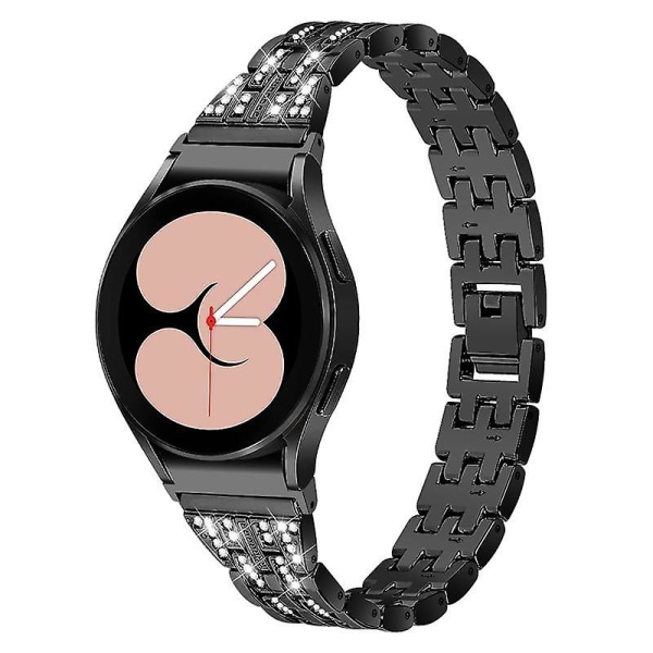 Metall 5 pärlor 2 rader strassrem för Samsung Galaxy Watch4 Active 40mm/44mm /Classic 42mm/46mm Black