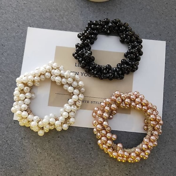 6 st kristallhårband elastiska hårscrunchies pärlhårrep pärlhårrep Color C