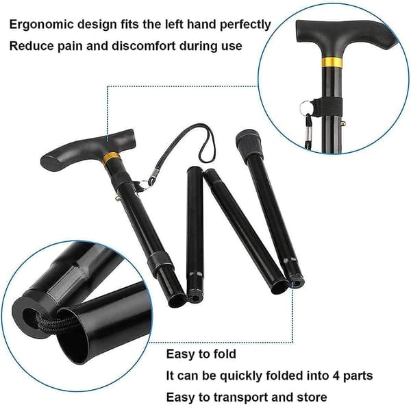 Foldbar Justerbar Designer Stok - Sammenklappelig og Bærbar Stok
