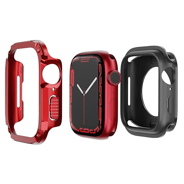 TPU+PC-fodral för Apple Watch Series 6 5 4 SE SE (2022) 44mm/8 7 45mm, stöttåligt skydd Red