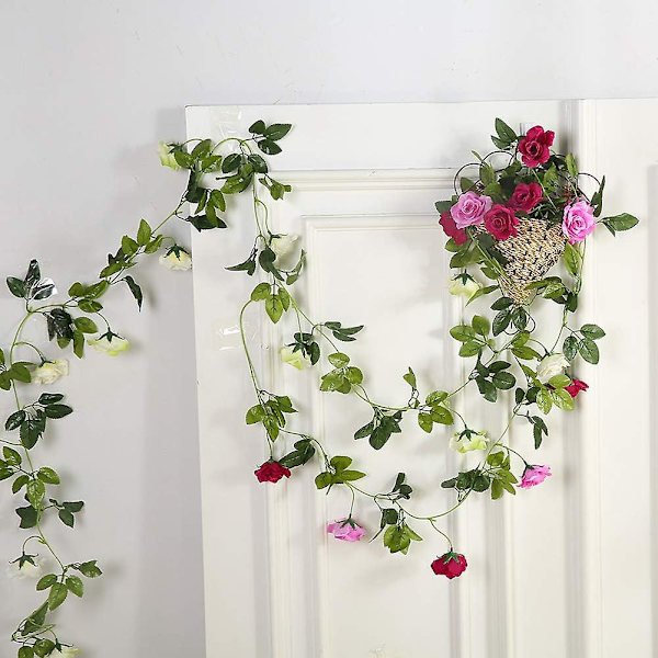 2 stk. 2,4 m Dobbel Farge Kunstig Rosekrans Ranker