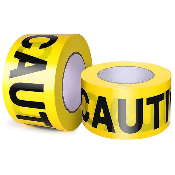 Gul Advarselstape 2-pak, 7,62 cm X 304,8 m, Halloween Dekoration Festtape, Vandtæt Modstandsdygtig Konstruktionssikkerhedstape Til Farlige/risikable Områder, Yellow Caution Tape 2PACK