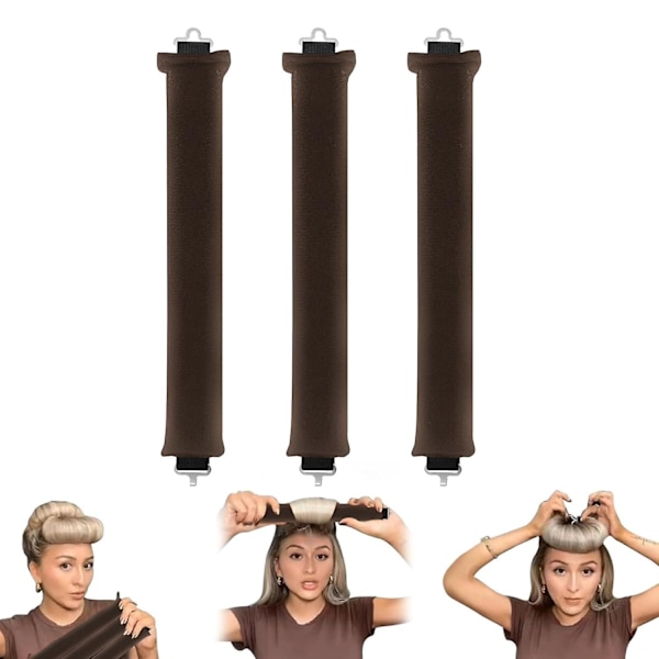 SBSGV 3-pack Värmefria Lockar Hårcurlers, Flexibla Satin Värmefria Långa Hårrullear, Mjuka DIY Våghårrullear Stylingverktyg för Långt Medellångt Hårlås Brown