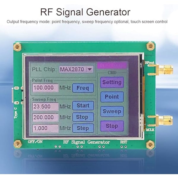 Signalgenerator, Lågbrusfrekvens MAX2870 RF-signal, Full pekskärmkontroll RF-signalgenerator, för elektroniska produkter Industriprodukter