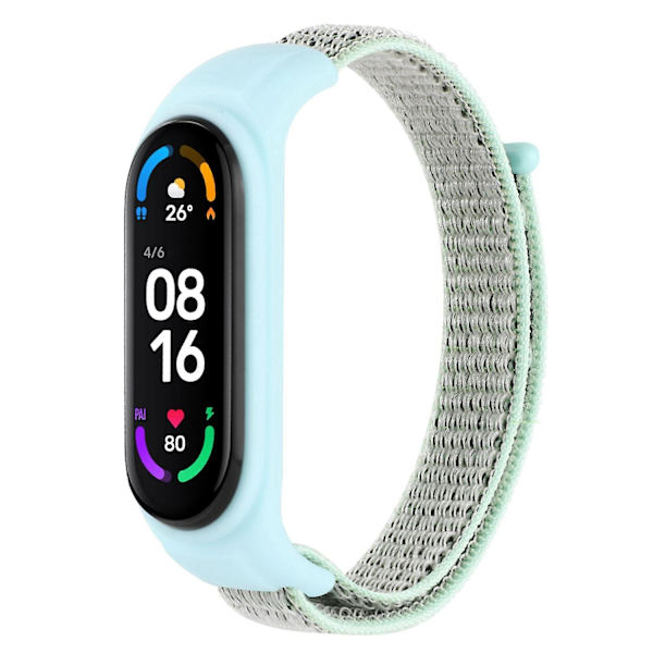 Nylon Sport Anti-tapt Bånd For Xiaomi Mi Band 3/Band 4/Band 5/Band 6/Band 7 med Silikon Klokkeveske Light Green