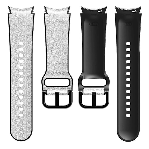 20mm nahkapäällysteinen ranneke Galaxy Watch4/5/6 40mm 44mm/Watch6 Classic 43mm 47mm/Watch 5 Pro 45mm -kelloille White