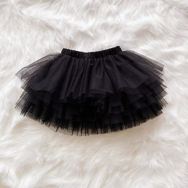 Fashion baby flickor tutu fluffig kjol prinsessa balett dans tutu mesh kjol barn tårta kjol söta flickor kläder Black 80