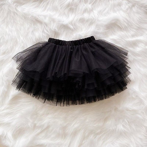 Mode baby tutu fluffig kjol prinsessa balett dans tutu mesh kjol barn tårta kjol söta flickor kläder Black 90