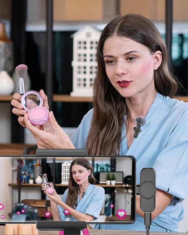 2-pak trådløs lavalier-mikrofon, Plug and Play professionel mini trådløs lavalier-mikrofon, trådløs mikrofon til vlogging live-udsendelse D