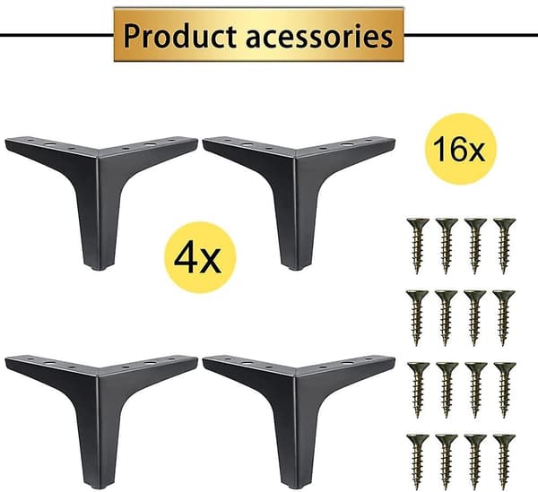 Metal Møbelben Sæt Med 4, Mat Sorte Sofaben 15 cm, Moderne Stil