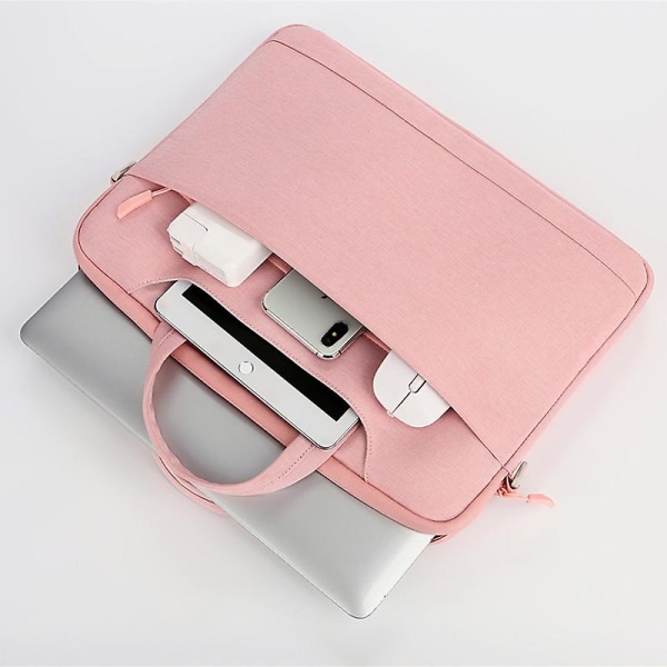 Business Laptop Sleeve Bag för 14\" Notebook Dator Handväska med Axelrem Pink