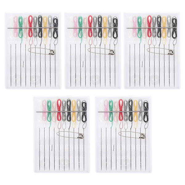 5-pack Automatisk Trådare Korstillbehörssats Förtrådade Nålset Syprojektset Sybobin Hemsytrådssats