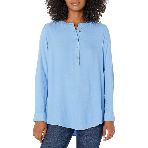 Langærmet vævet bluse til kvinder Style 7 XS