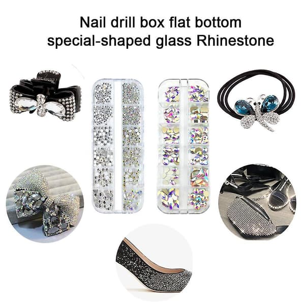 Crystal Rhinestones Flad Bagside 3D Sten Til Negledekoration Håndværk style 5