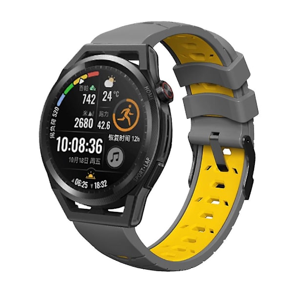 Silikone Urrem til Samsung Galaxy Watch 5 40mm/44mm / 5 Pro 45mm med Trapezformede Huller Grey Yellow