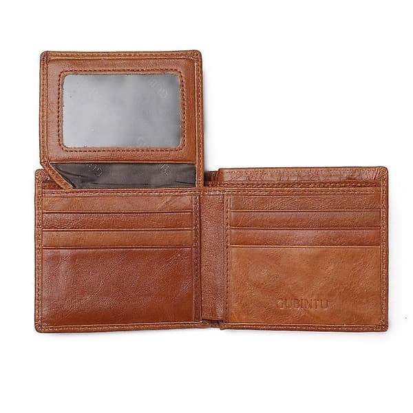 Herr Magnetproof Äkta Läder Plånbok Tri-fold Crazy Horse Textur Brown
