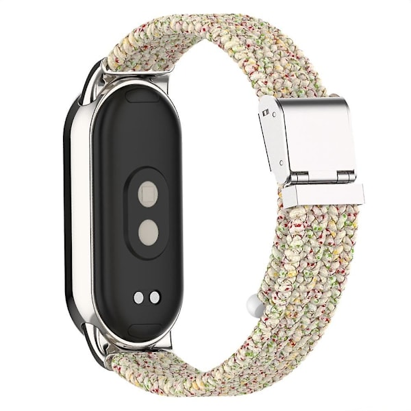 För Xiaomi Smart Band 8 flätad nylon klockarmband justerbart spänne elastiskt band Starlight