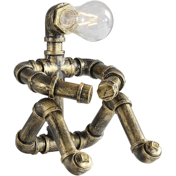 Vattenrör bordslampa robotmodell - Retro industriell steampunk rustik bordslampa - Vintage lantlig A