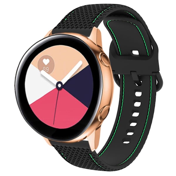 Silikoninen Ompelelinjainen Vaihtoranneke Samsung Galaxy Watch 5 40mm/44mm /Watch 5 Pro 45mm -kelloon Black  Green Line