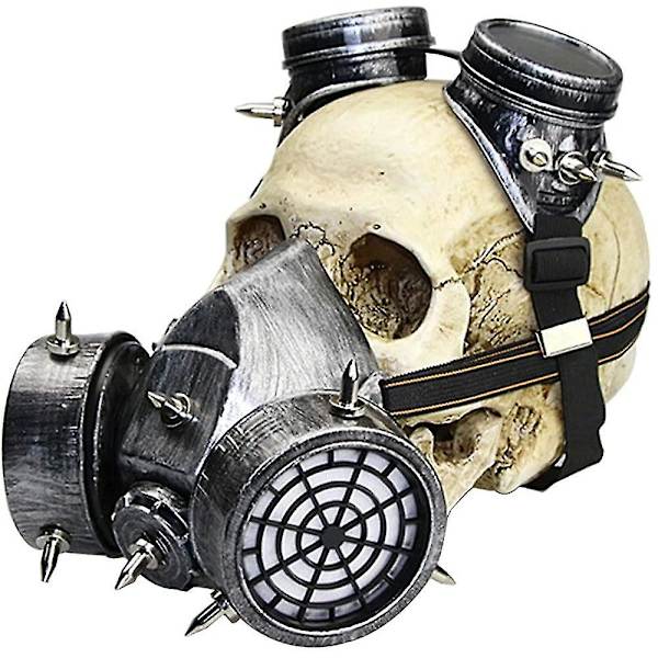 Retro Steampunk Gasmaske til Halloweenfest Cosplay Maskerade Kostumemaske Silver