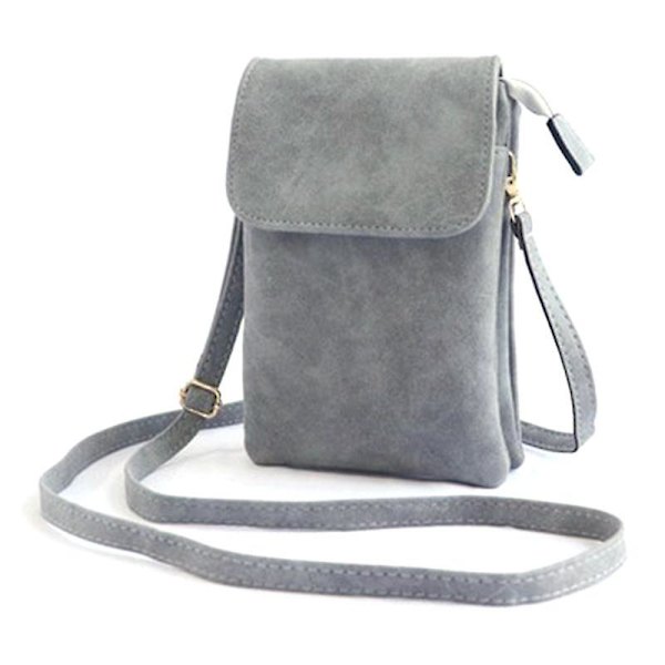 Retro PU-nahkainen olkalaukku pieni olkalaukku puhelimen säilytyspussi matkalaukku Grey Matte