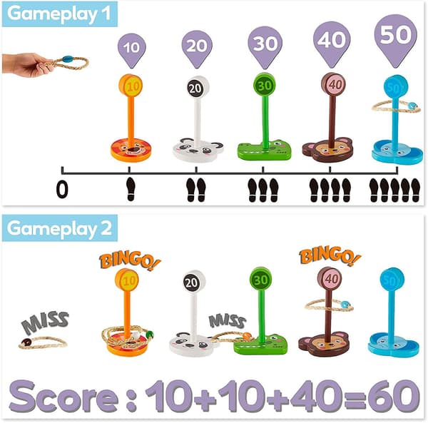 Träleksaker Utomhus & Inomhus Barn Ring Toss Spel Barn Set - Trädgård Ring