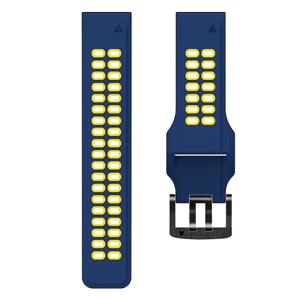 Pehmeä silikoninen urheiluranneke Garmin Fenix 7/6/5 -kelloon, pikakiinnitteinen kaksivärinen kellon ranneke Dark Blue Yellow