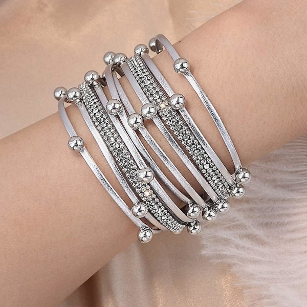 Livets träd läderomslag armband Boho flerskikts magnetiska armband smycken 2