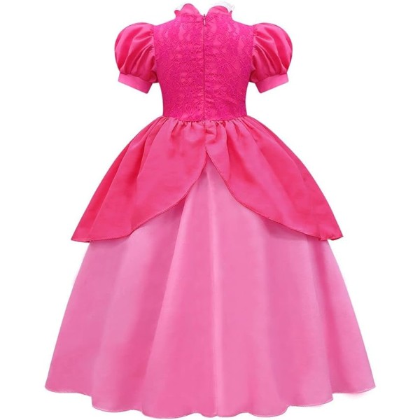 Flickor Super Bros Mario Luigi Princess Peach Kostym Barn Cosplay Fancy Dress Up Outfits Med Tillbehör 120cm