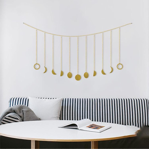 Dekoration för månfasvägg, mångarland, boho heminredning, månhängande konstprydnader för sovrumsgavel, vardagsrum, sovsal, barnrum, lägenhet, kontor