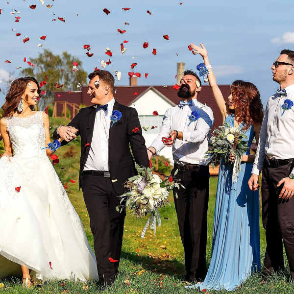 12 Stk. Håndleds Corsage Boutonniere Sæt Kunstig Rose Håndlavet Brudepige Corsage Og Brudgom Herre Boutonniere Til Prom Dragt Dekoration, Bryllup, Cerem