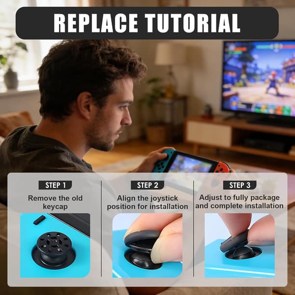 Set med 10 halkfria silikonjoystickkapslar för Switch-joystickkapslar, kompatibla med Switch- och Lite- och OLED-kontroller, hållbart skydd för