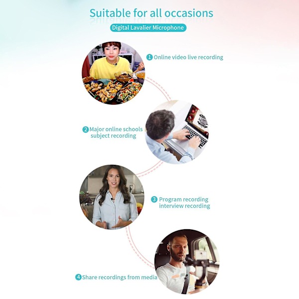 Digital Omnidirektionel Clip-on Lavalier Revers Mikrofon til Livestreaming Vlogging
