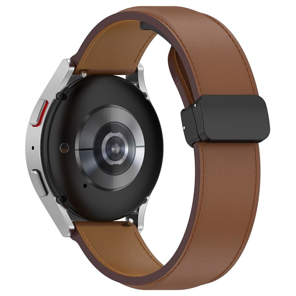 22 mm läderband med hopfällbart spänne för Samsung Galaxy Watch3 45 mm/ Watch 46 mm/Huawei Watch 4 Brown