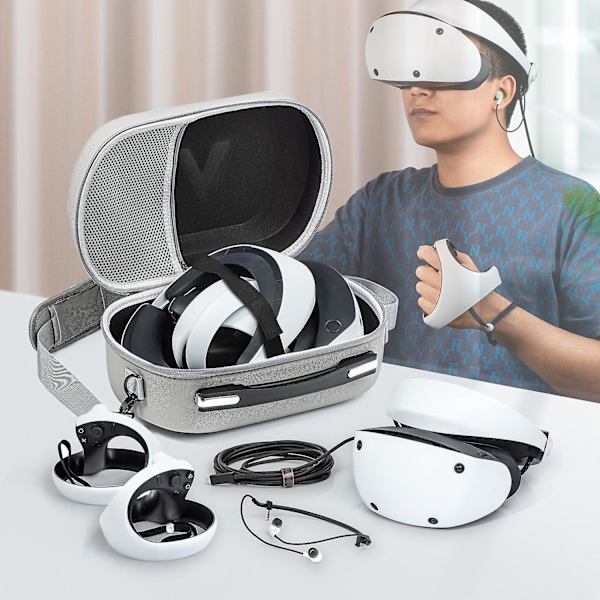 DEVASO PlayStation VR2 PU-nahkainen säilytyslaukku VR-lasit iskunkestävä olkalaukku