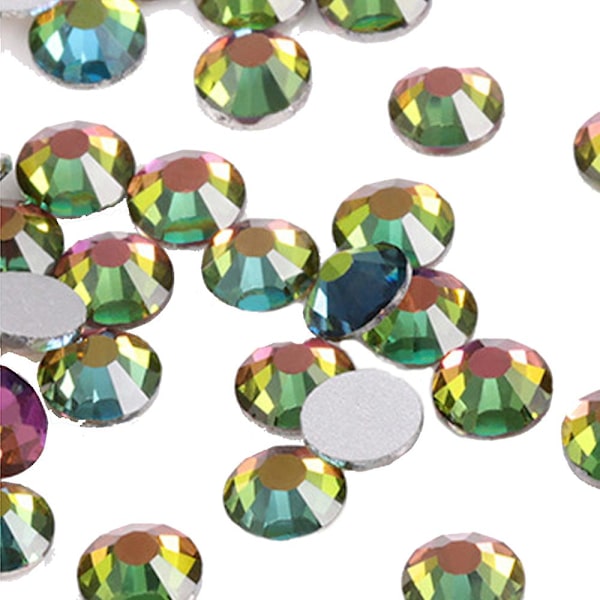 Platt bakre nagelkristaller, glas kristall strass för hantverk naglar dansdräkter colorful