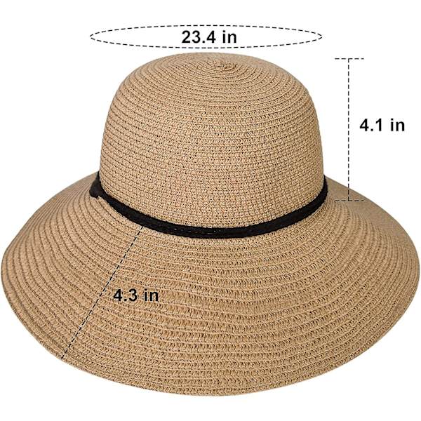 Dam solhatt bred brätte hopfällbar strandhattar för kvinnor UV-skydd sommarhalmhatt Style 1