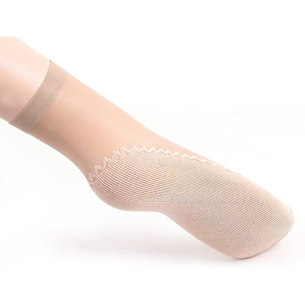 Kvinnors 6 par Silkeslenta Anti-halk Bomullssula Sheer Ankle High Strumpbyxor Strumpor Förstärkning Acsergery Present