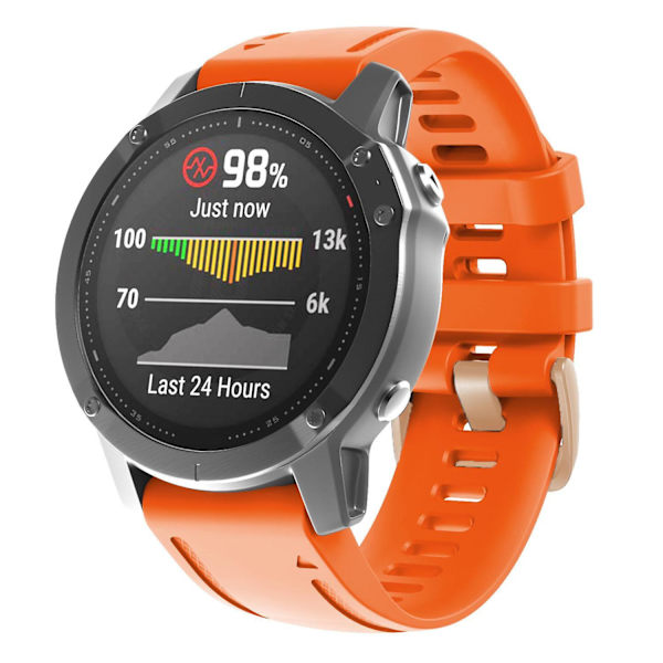 20 mm silikonersättningsarmband för Garmin Fenix 7S/6S Pro/5S Plus/Instinct 2S, roséguldfärgat spänne Orange