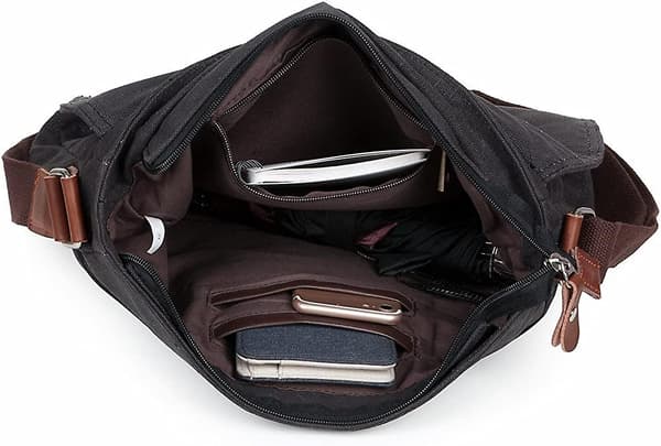 Herre Canvas Messenger Skuldertaske. Acsergery (sort) Gave