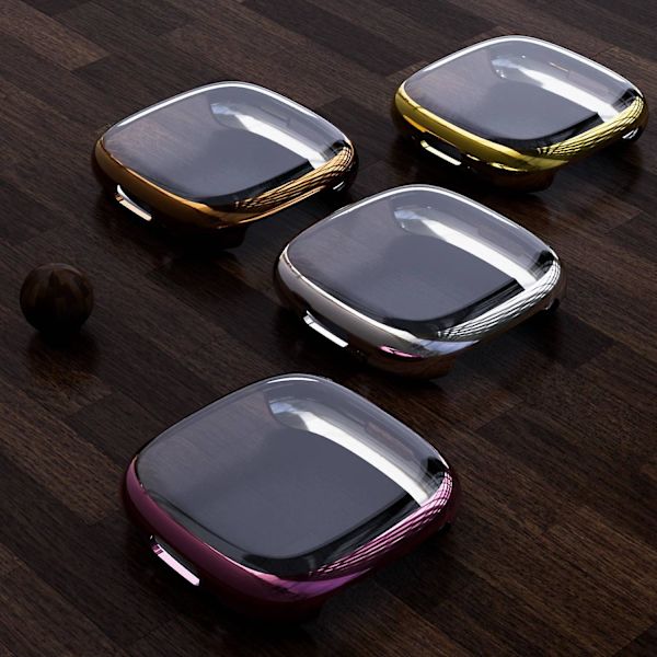 Fleksibelt TPU Anti-Ridse Urkasse til Fitbit Sense 2, Elektropletteret Ramme Samlet Beskyttelsescover Silver