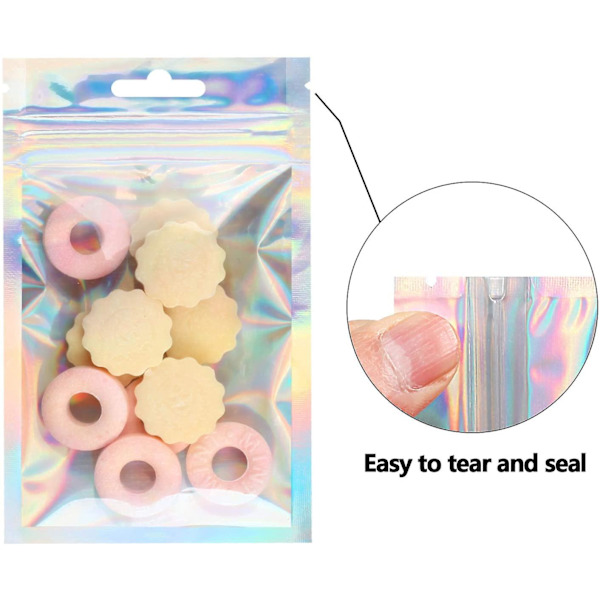 100 st Mylar Ziplock-påsar, 4x3 tum luktfria Ziplock-påsar, genomskinliga återförslutningsbara