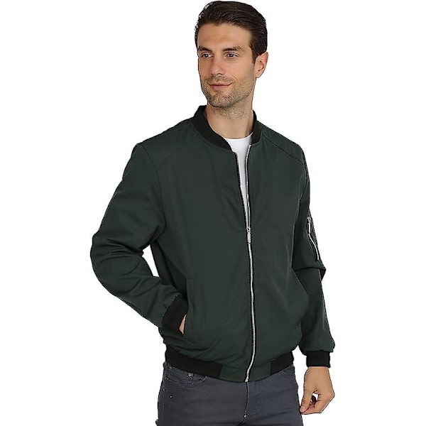 Herr Casual Lättviktsjacka Softshell Flight Bomberjacka Varsity Vindjacka Green M
